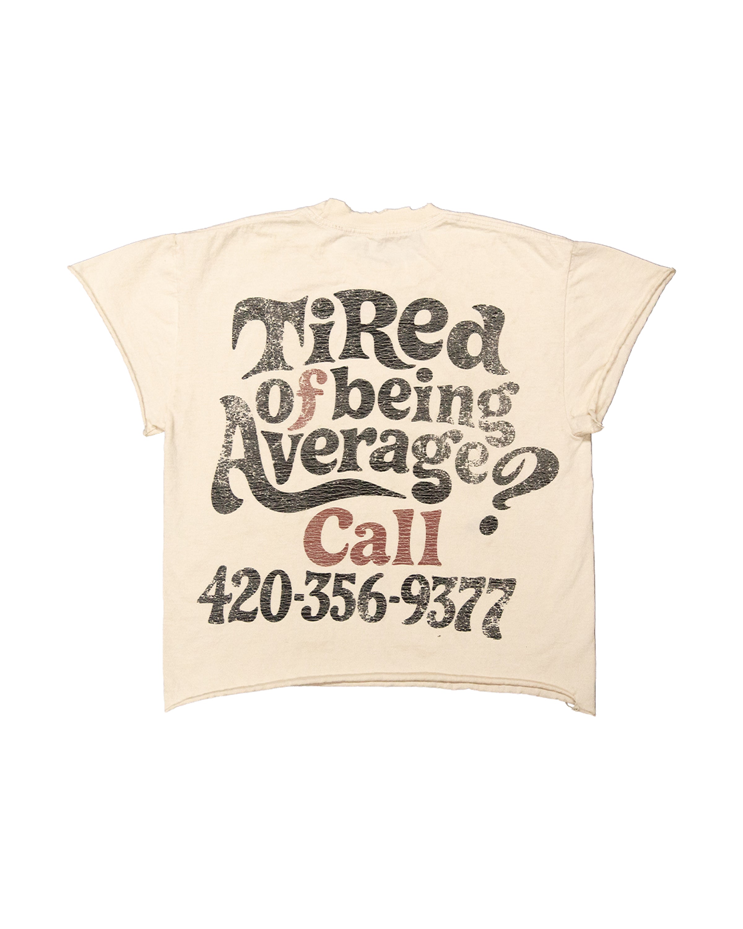 WHISKEY CREAM T-SHIRT(DISTRESSED)