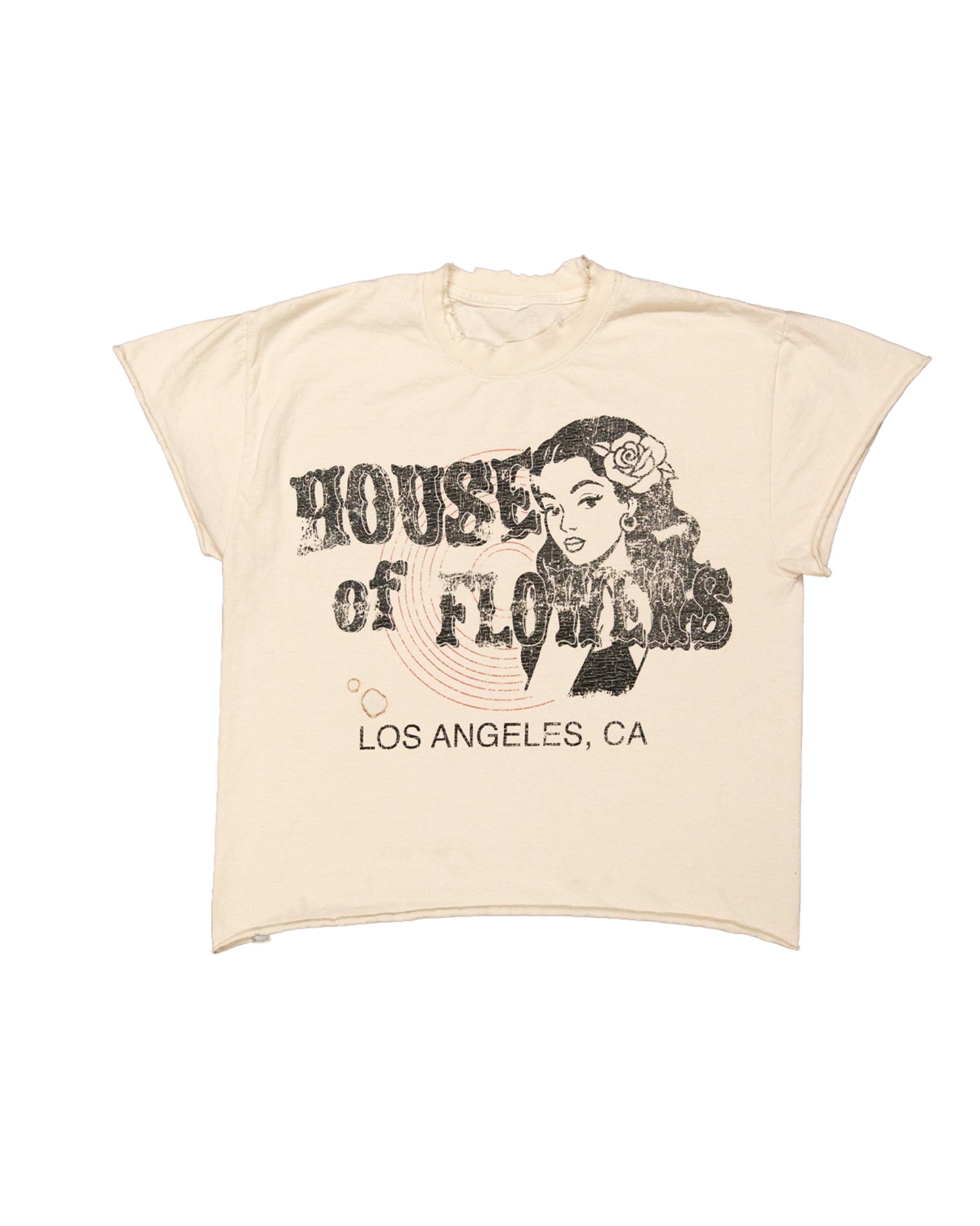 WHISKEY CREAM T-SHIRT(DISTRESSED)