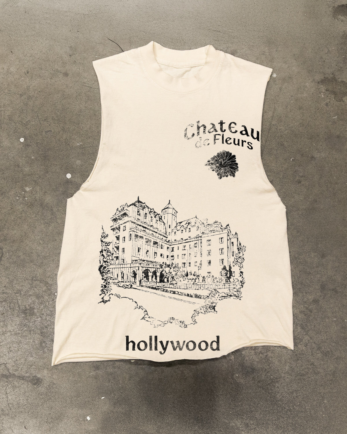 CHATEAU DE FLUER CREAM T-SHIRT(DISTRESSED)