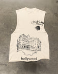 CHATEAU DE FLUER CREAM T-SHIRT(DISTRESSED)