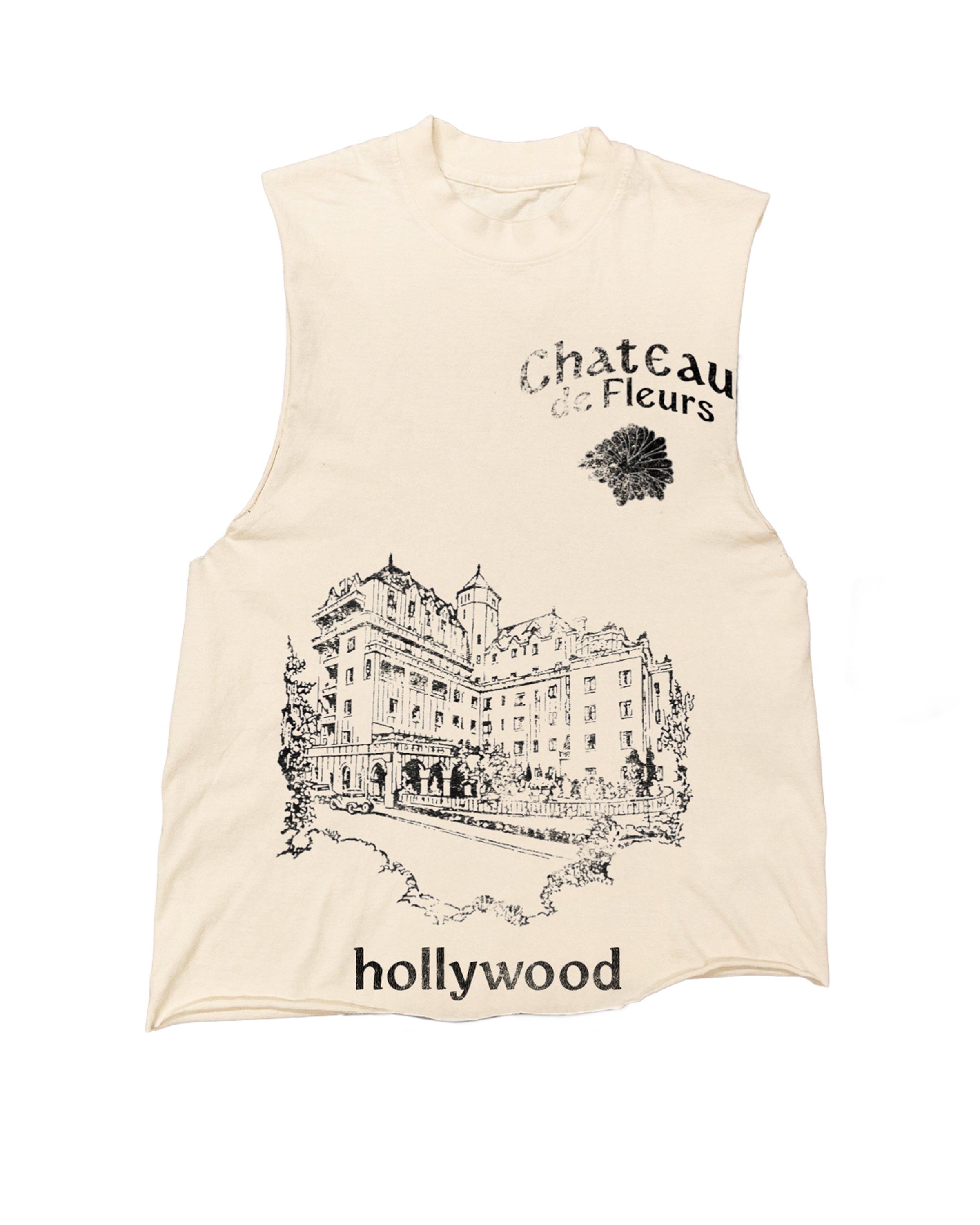 CHATEAU DE FLUER CREAM T-SHIRT(DISTRESSED)